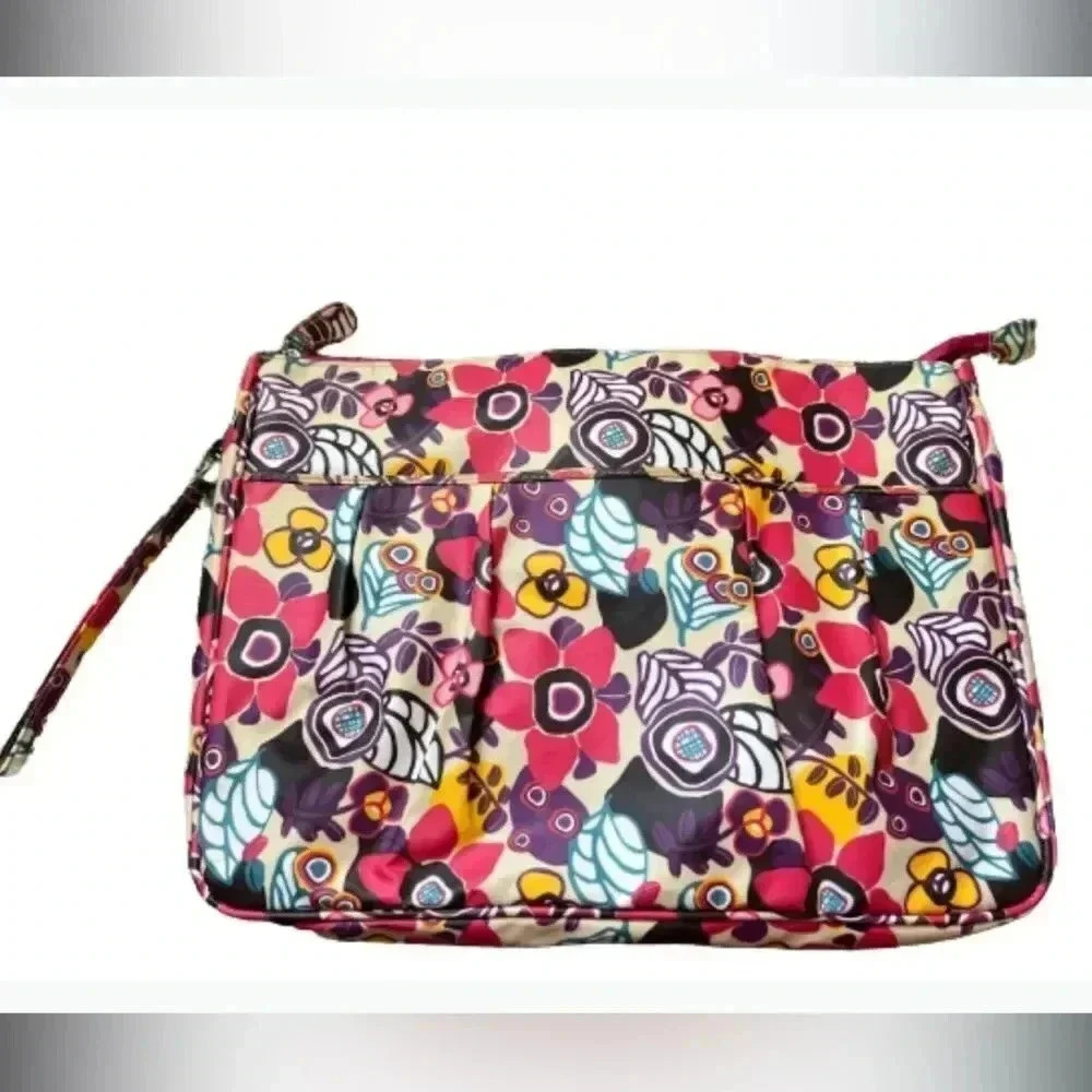 Target pink  PURPLE FLORAL PRINT ZIPPER OVERSIZED SATCHEL OR LAPTOP BAG